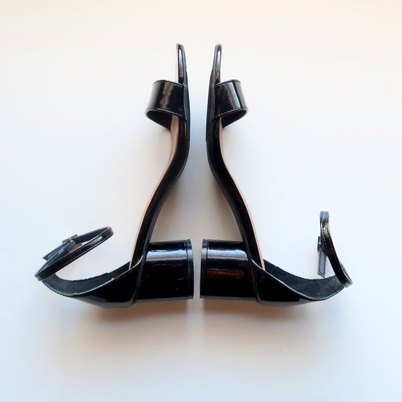 Abound Black Patent Leather Round Block Heels / Sandals / Soes Size 8 - Picture 13 of 15